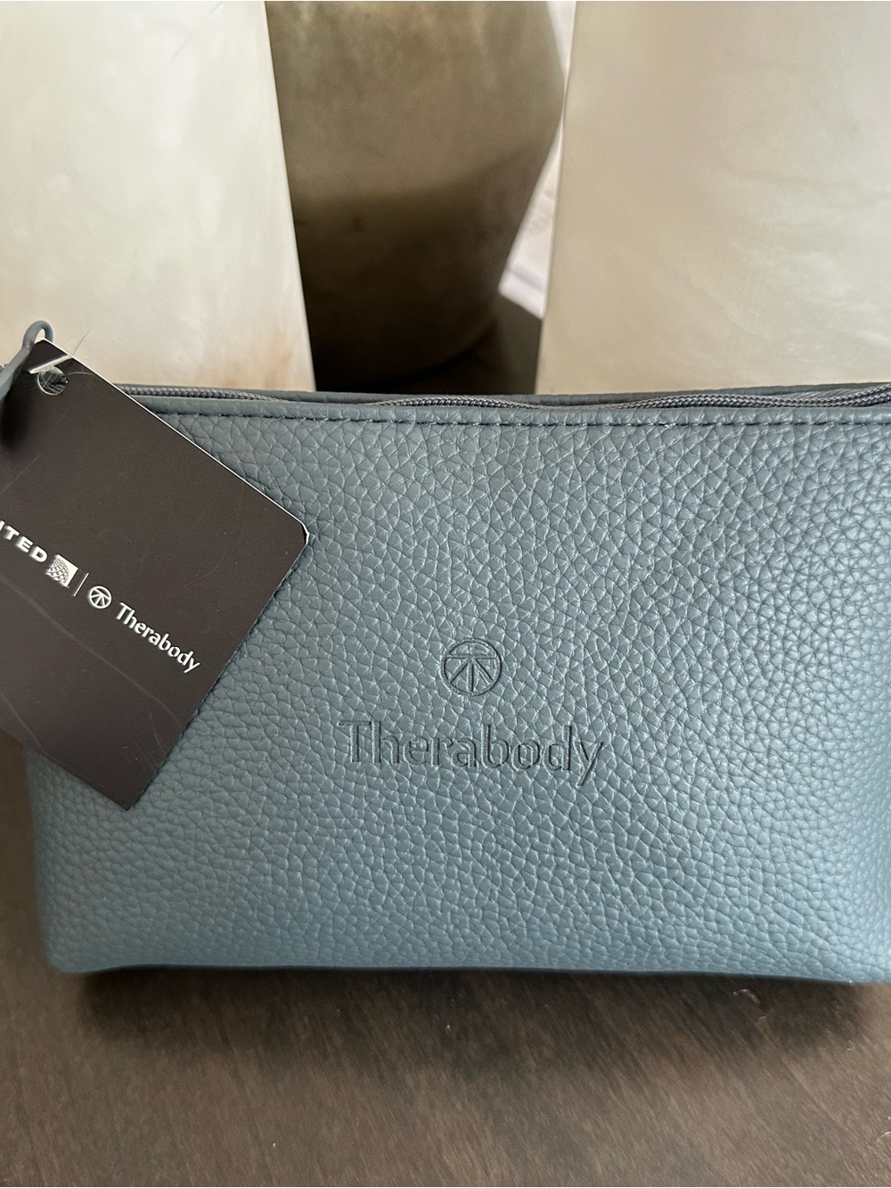 Therabody Pebbled Leather Pouch - Slate Blue